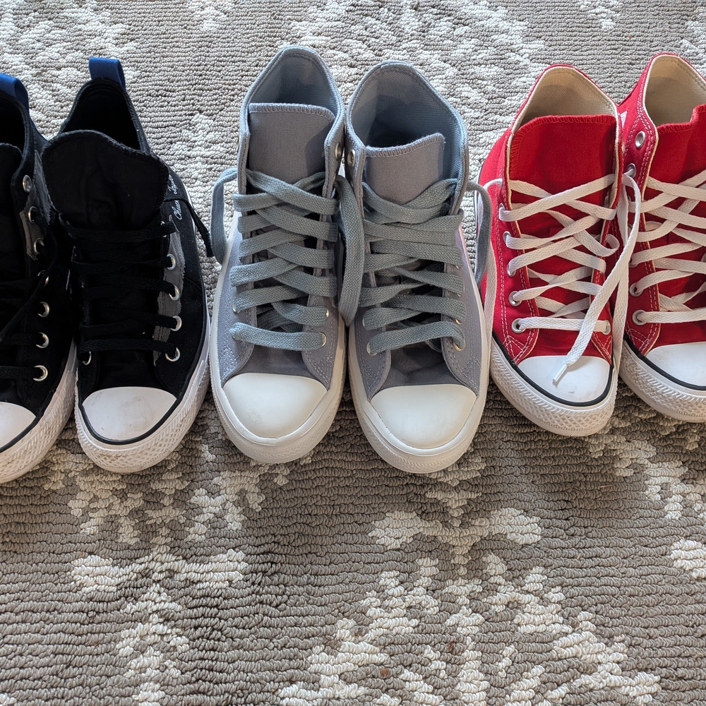 Converse Kids High-Top Sneakers in Black, Gray, and Red